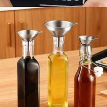 3pcs/Set Stainless Steel Funnels, Large, Small And Mini Sizes, Mini Metal Funnel Set, Suitable For Essential Oils, Spices, Liquid Filling, Bottling Tools, Portable Funnel - View 3