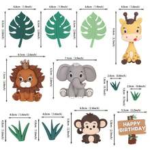 12pcs Wild Animal Cake Toppers, Jungle Safari Lion Elephant Monkey Cake Decorations, Tropical Leaves, Jungle Animal Theme Cupcake Toppers For Gender Reveal Party, Birthday Party, Perfect For Decorating Cakes, Cookies, Cupcakes, Fruits, Brownies, Ice Cream And More, Ideal For Animal Adventure Theme Birthday Cakes - Multicolor - View 9