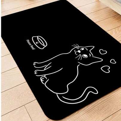1pc Cat Placemat, Pet Feeding Mat, Absorbent Dog Mat For Food And Water Bowls, Stain-Free Quick Clean Dog Water Fountain Mat, Non-Slip Indoor Pet Dog Placement Mat