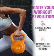 ZENSUKYE Pesa Rusa de Cemento, Pesas Rusas Kettlebells, Pesas Rusas con de mancuerna, Disponible en Varios Pesos y Colores, Ideales para Entrenamiento de Cuerpo Completo, Entrenamiento de Fuerza - Naranja - Ver 9