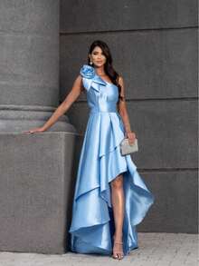 Elegant Long Dress For Bridesmaids, Perfect For A Beautiful Bridesmaid. - Màu xanh nhạt - Xem 2