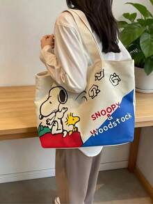 SNOOPY 史努比卡通印花帆布单肩包，简约学生背包。非常适合作为节日礼物和生日礼物，也是露营、海滩度假和邮轮旅行的理想之选。 - 彩色 - 查看 5