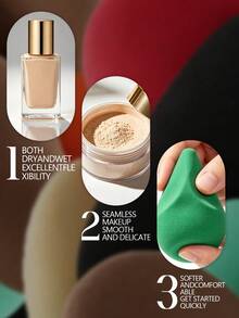 Polygon Makeup Sponges, Ultra Soft, Wet & Dry Use Makeup Puff For Foundation Powder BB Cream, Unscented Polyurethane Material, Multiple Specifications Available - Multicolor - View 7