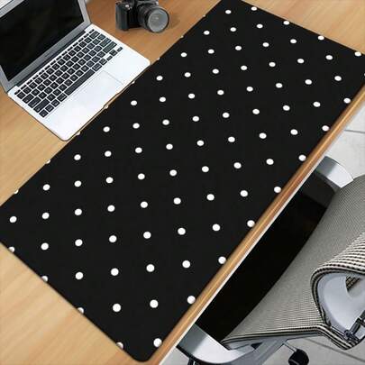 Black And White Dots Printed Pad For Desk, Multi Functional XXL Mousepad, Keyboard Gaming Mouse Mats, Office Computer PC Gamer Desk Mat.Gifts For Family Friends, Desk Accessory, Computer Workspace, Minimalist Mousepad, Durable Surface