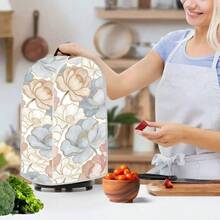 1个豆浆机专用花卉图案防尘罩，尺寸为18.5厘米*24厘米*40.35厘米，装饰性防尘罩，平面印刷，不防水，家居装饰，电器保护罩，易于使用和清洁 - 全覆蓋的 - 查看 6