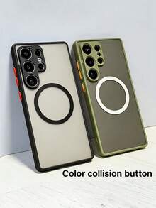 奢华哑光磁吸手机壳，适用于三星 Galaxy S26 Plus、S26 Ultra、S26、S25、S24，防震硬壳后盖 - 墨綠色 - 查看 6