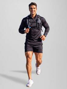 CZRLHYT 1/4 Zip Men's Sports Jacket - Suitable For Back To School Training Wear, Breathable Moisture-Wicking Super Soft Slim Fit Minimalist Design, Lightweight Sun Protection Outerwear For Outdoor Exercise - Black - View 2