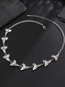 1 pieza Colgante de diente de tiburón de múltiples piezas ensamblado, collar para hombre - Plateado - Ver 11