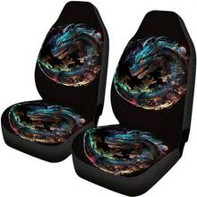 2Seat/5Seat With Cool Dragon Car Seat Covers Suitable For Front Seats, High Back Design, Material, Suitable For Cars, SUVs And Trucks, Women's Car Accessories, Christmas Eve Scares, Halloween, Special Promotion . - Multicolor - View 15
