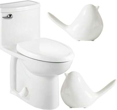 Ceramic Bird Toilet Bolt Covers Decorative Toilet Bolt Caps,Set Of 2 Toilet Caps For Bottom Of Toilet, Toilet Screw Cover Caps For Bolts Bathroom Decor Acessories, Easy Installation (White)