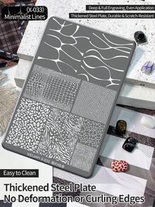 XEIJAYI 1 tấm in hình nghệ thuật móng tay, khuôn mẫu vẽ móng tay đa dạng họa tiết đường kẻ đơn giản, tấm dập kim loại, phù hợp cho kỹ thuật viên làm móng chuyên nghiệp, dụng cụ tự thiết kế móng tay. - Bạc - Xem 5