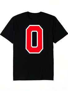 Camiseta de hombre con número de jersey#06Camiseta retro casual de manga corta con cuello redondo y estampado, adecuada para el transporte diario y actividades al aire libre, lavable a máquina. - Negro - Ver 1