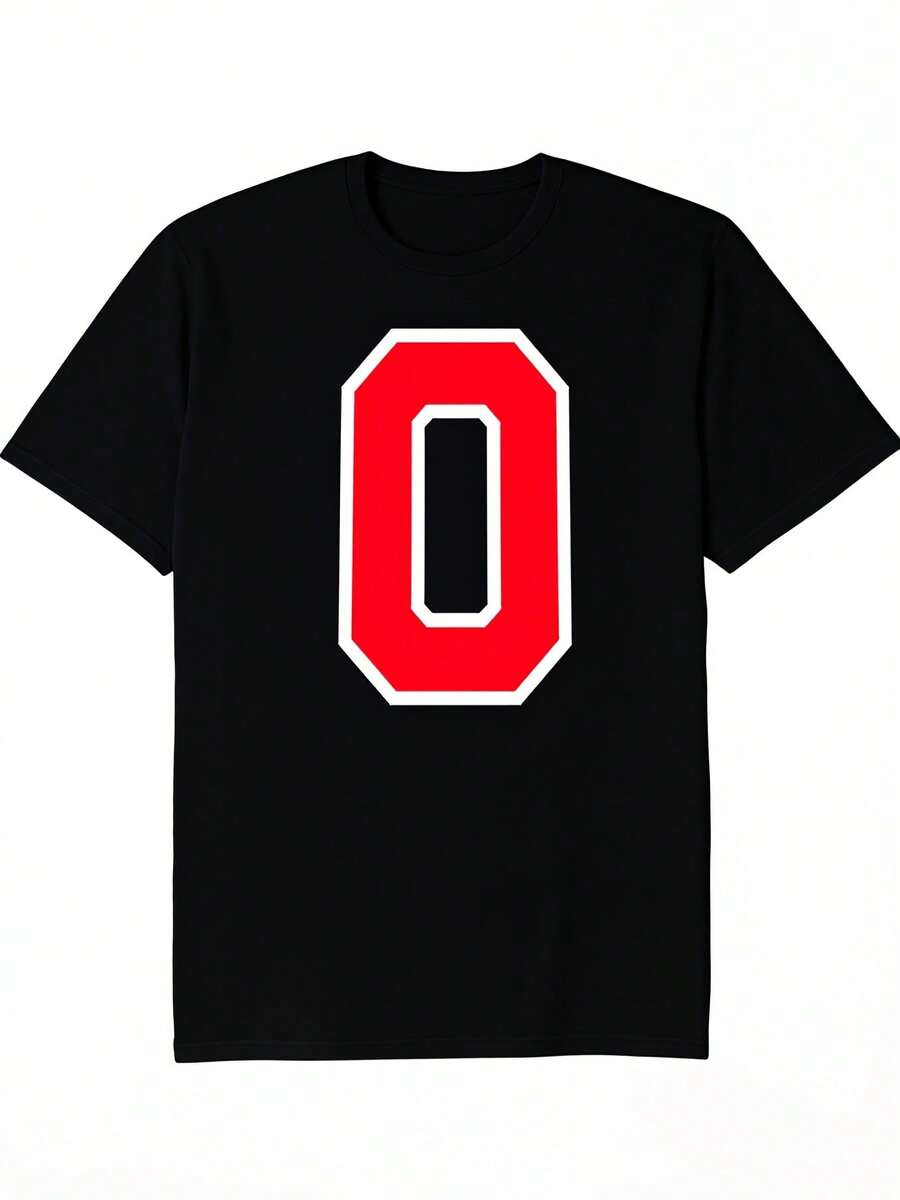Camiseta de hombre con número de jersey#06Camiseta retro casual de manga corta con cuello redondo y estampado, adecuada para el transporte diario y actividades al aire libre, lavable a máquina. - Negro - Ver 1