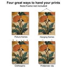Set 1 Lukisan Dinding Kanvas Bunga Kuning Gaya Mid Century Modern | Cetakan Botani Jepang untuk Ruang Tamu dan Kamar Tidur, Tanpa Bingkai/Dengan Bingkai - A - View 8