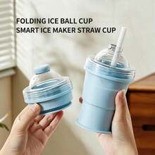 Portable Foldable Ice Ball Cup, Reusable With Straw, Lightweight Heat-Resistant Easy-Clean Collapsible Beverage Cup, Suitable For Travel, Camping, Office Use - Multicolor - View 14