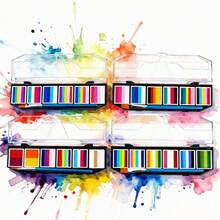6-Compartment Rainbow Watercolor Paint Set With 1 Brush, Vivid Colors With High Saturation, Suitable For Exhibitions, Art Creation, Back To School Art Classes, Students - Single Piece - View 5