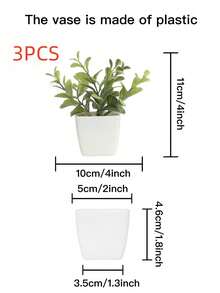1pc Mini Boxwood Potted Plant, With Small White Plastic Planter, Artificial Green Plant For Decoration In Home, Office, Bathroom, Bookshelf, Desk, Suitable For All Seasons - Multicolor - View 12