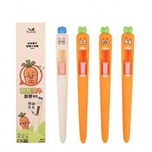 1支可爱趣味胡萝卜造型中性笔，造型奇特的胡萝卜舌头，笔身柔软，墨水容量大，速干，趣味减压按压式圆珠笔，适合学校、办公室、日常使用。 - 彩色 - 查看 8