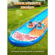 Sloosh - Tobogán acuático Doble Shark Resistente tobogán de 6 8 m para césped con aspersor y Dos Tablas inflables para Fiestas Verano Patios y Actividades al Aire Libre - como en la foto - Ver 5