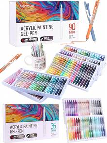 Languo 144 Colors Planner Pens 90/72/54/36 Colors Gift Box Packaging & 6 Color Themes (15 Options), 0.027in Tip Click Gel Pens, B, First Day Of School - Multicolor - View 5
