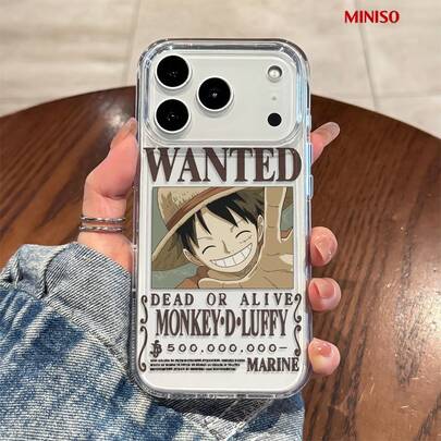 Miniso One Piece Monkey D. Luffy Wanted Poster Clear Phone Case, Transparent Protective Case For IPhone 17/17 Pro/17 Pro Max/17 Air/16/15/14/13/12/11/X Series Iphone 17 Pro Max Case Iphone 17 Pro Case Iphone 17 Case The Girlfriend,Ideal Gift For Anime Fans