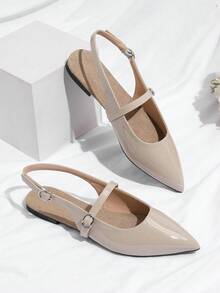Sepatu Mary Jane Flat Slip-On Kelas Atas untuk Wanita - Aprikot - View 3