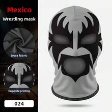 Wrestling Mask For Party Role Play, Funny Hero Printed Milk Silk Fighting Mask - Multicolor - View 10
