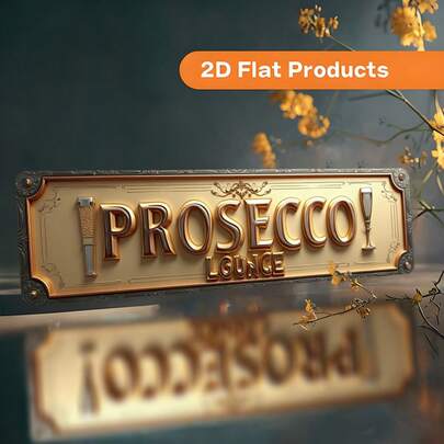 2D Flat "Prosecco Lounge" Vintage Metal Wall Decor - Italian Calligraphic Champagne Font Plaque, Elegant Retro Decoration Suitable For Home, Kitchen, Cafe (10x40cm/3.9x15.7in) - Includes Mounting Hardware, Unique Gift For Italian-Themed Spaces, 2D Flat Decorative Sign & Plaque