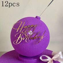 1pc/3pcs/6pcs/12pcs Gold Acrylic Creative "Happy Birthday" Cake Topper Picks, Suitable For Birthday Party DIY Cake, Dessert, Baking Decoration (Crown Not Included) - Multicolor - View 16