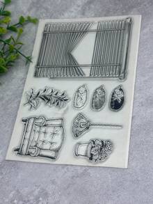 1个透明橡胶印章 复古橡胶透明卡片 居家时光图案制作印章 DIY剪贴簿 照片杂志相册装饰 月度印章 - C - 查看 2