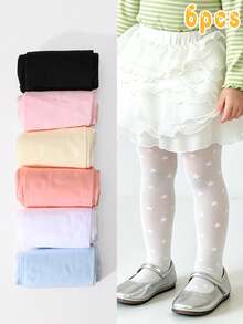6pcs Girls Velvet Tights, High Elasticity Fabric, Basic Pantyhose Suitable For Dancing Practice And Daily Wear, All Seasons - Multicolor - View 11