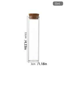 12支/套 透明玻璃试管，带橡胶塞 | 空玻璃瓶罐 小试管，适用于艺术工艺品DIY、婚礼礼物 | 15毫升/20毫升/25毫升/30毫升/40毫升/50毫升/55毫升/60毫升，直径3厘米 - 彩色 - 查看 10