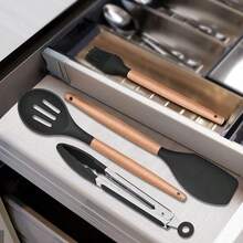 12pcs Silicone Cooking Utensil Set, Simple Wooden Handle Multi-Purpose Kitchen Gadget Tool Set For Kitchen - Grey - View 10