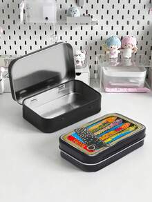Metal Tin Box With Sardine Pattern - A DIY Mini Portable Storage Box, Compact Container And Foldable Mini Metal Box. Suitable For Storing Jewelry, Pills, Sewing Supplies, Etc. Also A Perfect Mother's Day Gift. - Multicolor - View 3