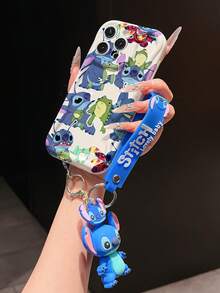 Disney Has Authorized, Phone Case - Chain Set, The Stitch Lilo & Stitch Phone Case Plus A Silicone 3D Or Fluffy Style Stitch Bracelet With Metallic Ring Removable Bracelet, Stitch And Angel Pattern, Compatible With Iphone 17/16/15/14/13/12/11/XS/XR/X Plus Pro Max, Wavy Design Phone Case For Girl, A Stylish Cartoon Summer Phone Case, The Perfect Gift Choice, Phone Protection, Durable Phone Cover, Great Gift For Friends And Family - Màu trắng kiểu A - Xem 3
