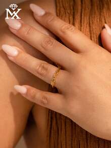 Anillo personalizado con nombre en inglés, anillo personalizado con inicial, anillo personalizado delicado, anillo apilable, regalo del Día de la Madre - Multicolor - Ver 4
