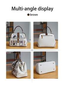 2026 New Arrival Niche Design Large Capacity Luxury Cute Cat Clip Bag, Exquisite Hardware & Embroidered Women Handbag, Retro Color Block Unique Shoulder Crossbody Bag - Multicolor - View 6