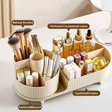 360 Degree Rotating Makeup Organizer, Large Capacity Makeup Brush, Lipstick, Eyeshadow, Puff Holder, Desktop Makeup Storage And Organization - Multicolor - View 4
