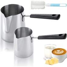 Stainless Steel Milk Butter Warmer Pot Turkish Coffee Maker Cezve Ibrik Stovetop Chocolate Melting Pan For Maple Syrup And Sauce Heating - 1 - View 2