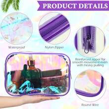 Weewooday - Bolsa de Cosméticos Transparente de PVC Con Cremallera Impermeable de Vinilo y Plástico Para Maquillaje y Transporte - Impresionante - Ver 3