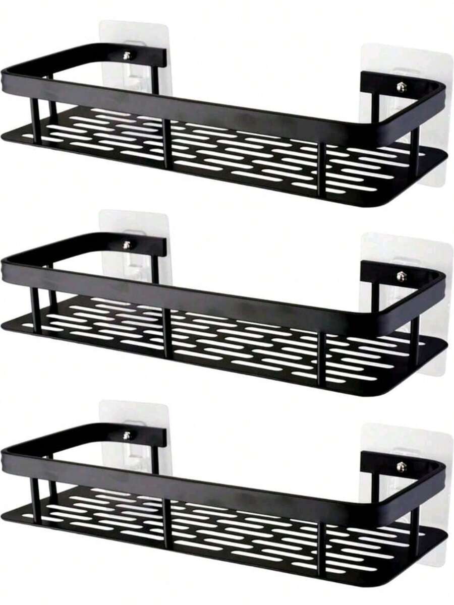 1/2/3 Pcs Set [Space Saving | No Drilling Required] Large Capacity Wall Mounted Shower Caddy | No Drilling Installation, Space Saving, Easy To Install | Bathroom And Kitchen Hanging Storage Rack For Toiletries, Cosmetics And Daily Necessities