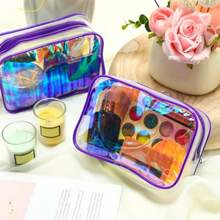 Weewooday - Bolsa de Cosméticos Transparente de PVC Con Cremallera Impermeable de Vinilo y Plástico Para Maquillaje y Transporte - Impresionante - Ver 6