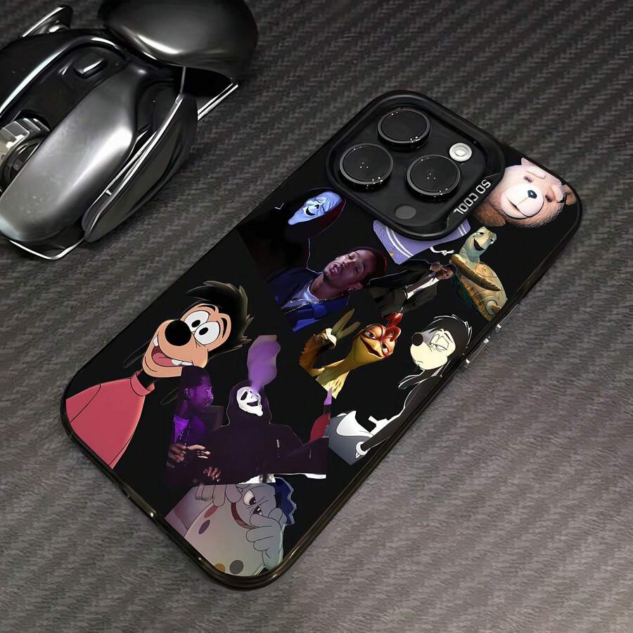 Tema de montaje oscuro con personajes de la cultura pop.funda de teléfono Fundas compatibles con ,Apple,VIVO,OPPO,,, y Honor.Fabricadas en silicona TPU,ofrecen protección contra golpes y caídas. - Negro - Ver 1