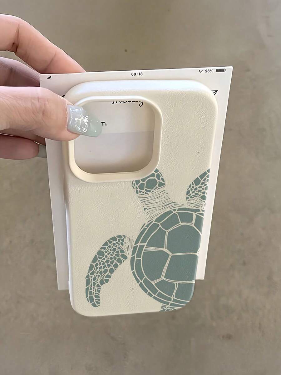 1個白色與淺綠色海龜極簡風全包覆TPU防震手機殼,適用於Apple 17、16、15、14、13、12、11 Pro Max、Air及系列 - 彩色 - 查看 1