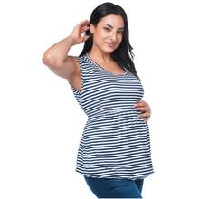 XAZY Striped Youthful Maternity Top - Azul Marino - View 1