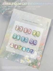 MISSMONDAY 15ml/Bottle Bubble Cat Eye Gel Nail Polish, Glass Bead Effect Cat Eye Magnetic Semi-Permanent Soak-Off UV Gel Nail Polish, Suitable For Summer Manicure, DIY Nail Art For Home And Salon Use - Multicolor - View 3
