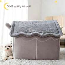 Nhà cho thú cưng 2 trong 1, giường ngủ cho thú cưng có thể tháo rời và giặt được, ấm áp và thoải mái, thiết kế bán kín có thể tháo rời, phù hợp cho mèo và nhiều chó, 1 chiếc nhà cho mèo rộng rãi, ổ ngủ lớn cho thú cưng với đệm thoáng khí, giỏ giường thoải mái cho mèo/chó, phù hợp cho mèo nhỏ, vừa và lớn quanh năm. - Xám - Xem 4