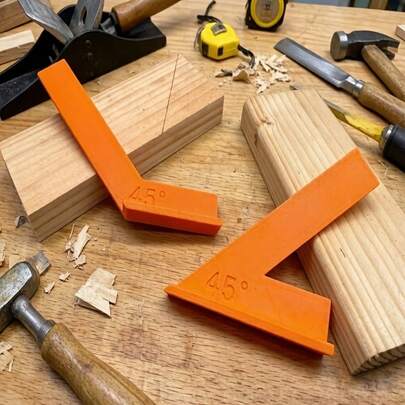 2pcs/Set, 45° Angle Stop Ruler, Woodworking Marking & Positioning Auxiliary Tool, Precise Assistance For 45 Degree Angle Cutting, Suitable For Handcraft, Furniture Assembly, Woodworking Hobbyists And Professional Workshops, Improve Woodworking Quality And Efficiency