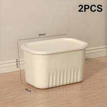 Cream-Colored Plastic Storage Box, Dust-Proof, Waterproof, Moisture-Proof, Desktop Organizer, Toy Storage, Kitchen/Bathroom Storage, Clothing Storage, Snack Storage, Free Lid Included - Apricot - View 10