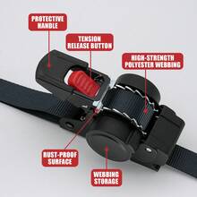 Bộ 1/2/4 dây buộc hàng có khóa ratchet, dây đai tự thu, bộ căng dây buộc hàng cho xe tải. - 0,98 inch * 137,8 inch - Xem 3